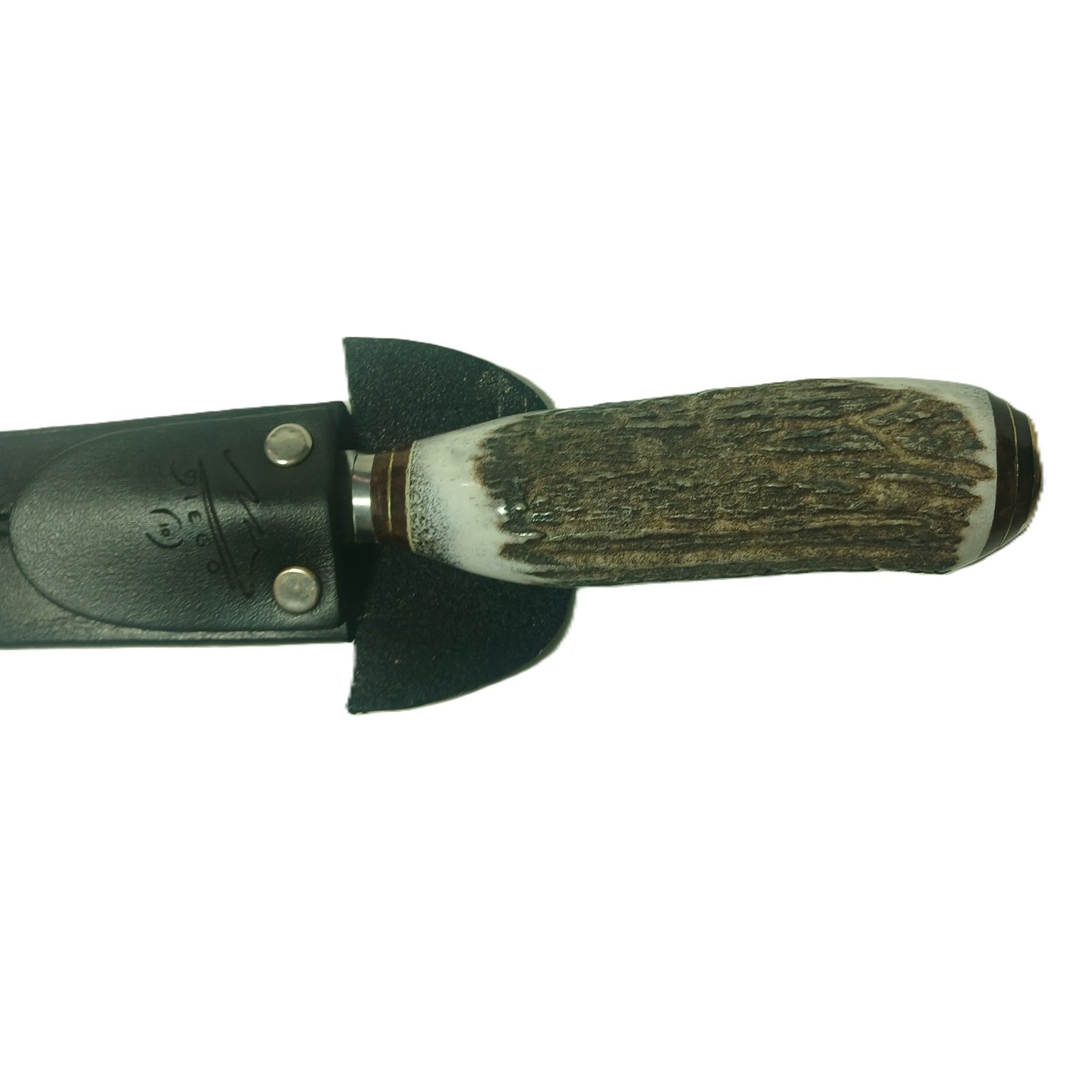 CUCHILLO CON VAINA DE CUERO, CUERNO DE CIERVO Y BRONCE - MARADONA - Image 6