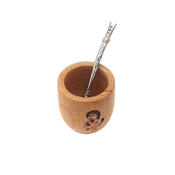 MATE EN MADERA CALDEN CON BOMBILLA - MARADONA - Image 7