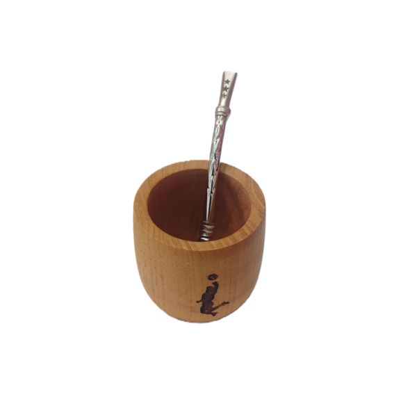 MATE EN MADERA CALDEN CON BOMBILLA - MARADONA - Image 8
