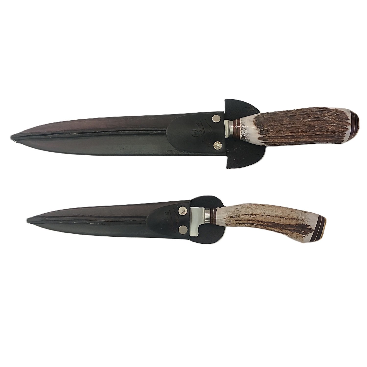 CUCHILLO CON VAINA DE CUERO, CUERNO DE CIERVO Y BRONCE - MARADONA - Image 7