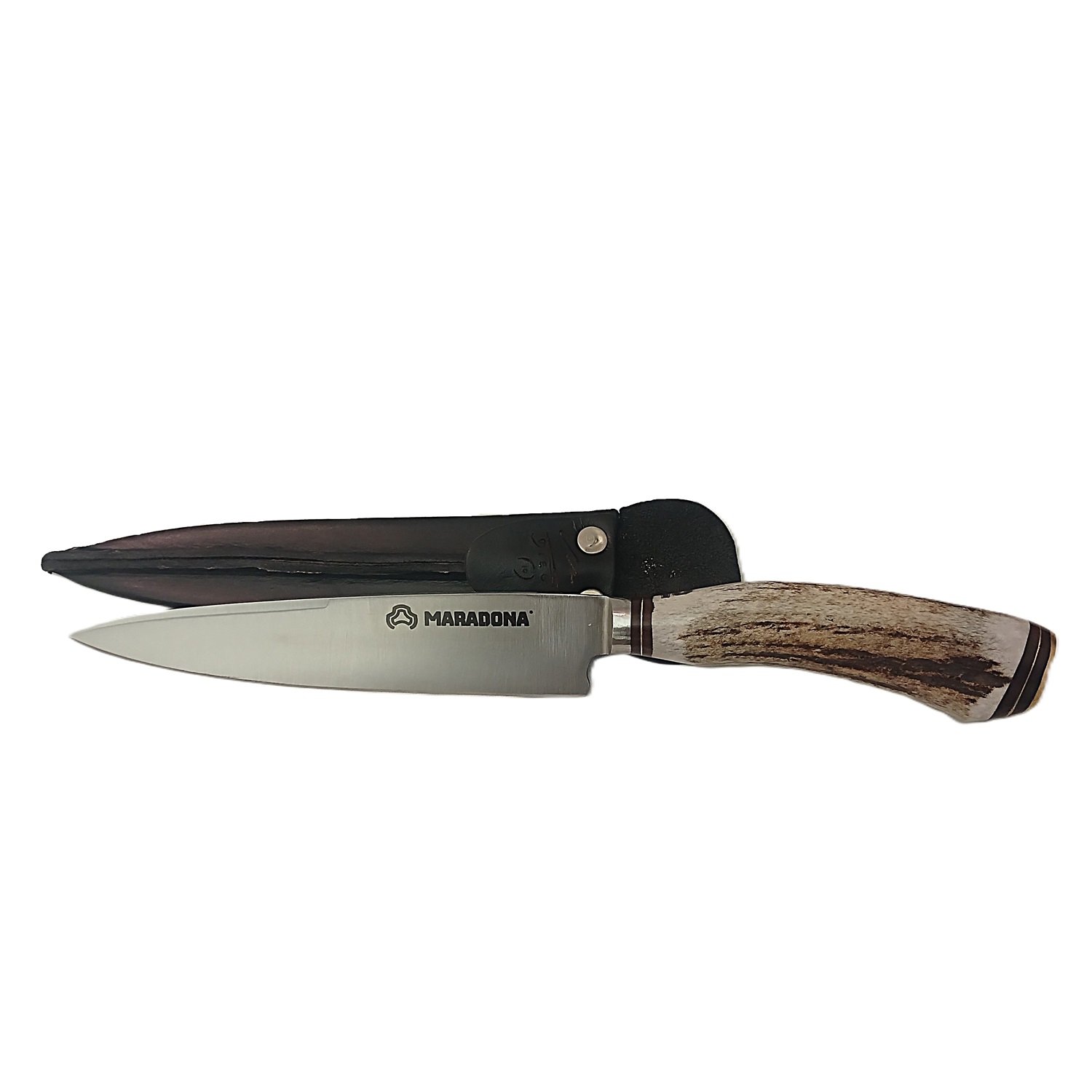 CUCHILLO CON VAINA DE CUERO, CUERNO DE CIERVO Y BRONCE - MARADONA - Image 8